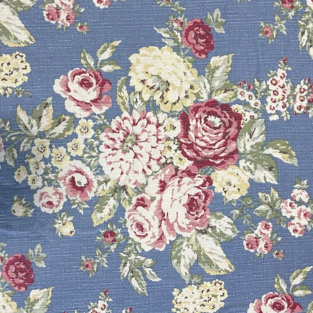 VTG 90s Eddie Bauer Home King Duvet & 2 King Shams Blue Cabbage Rose Cotton